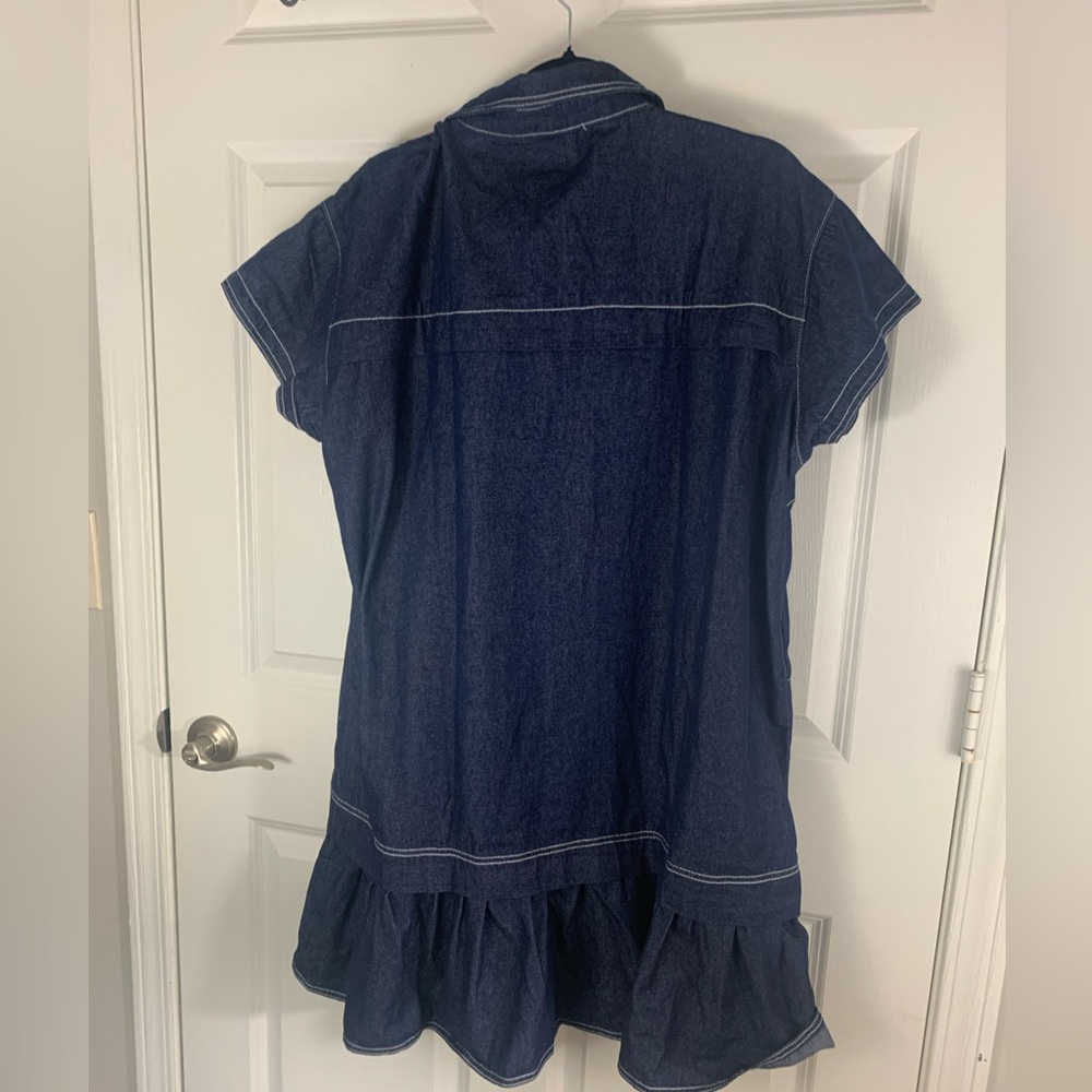 NWT Denim Mini Dress with pockets plus size dark blue New Collection Sz XXL - Picture 2 of 4